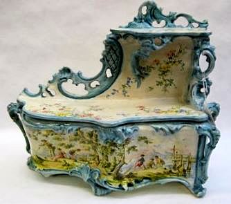 FRENCH FAIENCE ART POTTERY BAROQUE DRESSER BOX